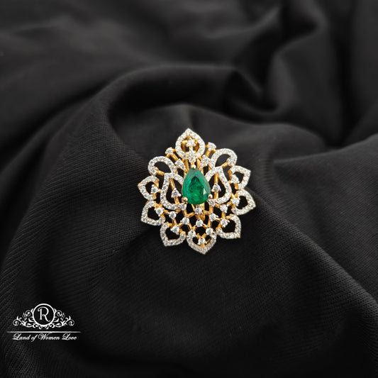 92.5 Silver diamond finishing flower design pendent -RCR193