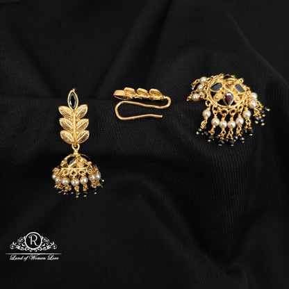 92.5 SILVER MANGO DESGIN HOOK MODEL  CHANGEABLE JUMKAS DESGIN EARRINGS-RCBH039