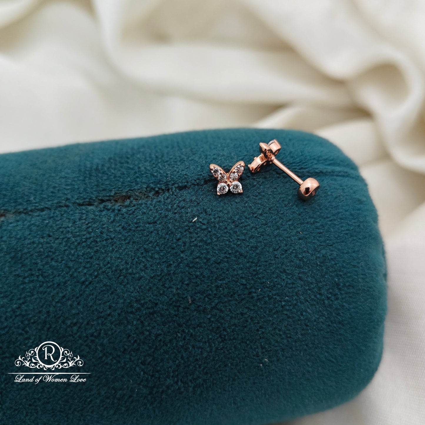 92.5 Silver Rose Gold Polish  Kids Earrings-RCSS018