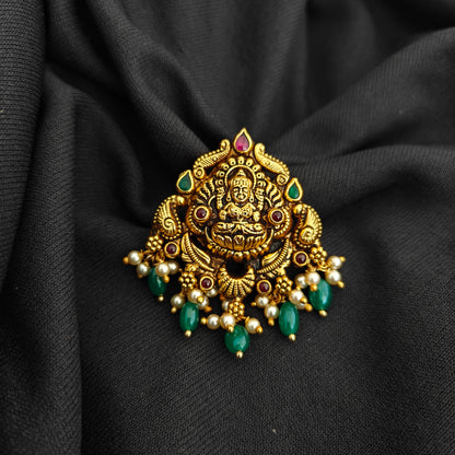 92.5 Silver With Gold Polish Lakshmi Devi Desgin pendant -RCV365