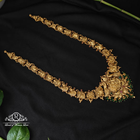 92.5 silver simple and Cute peacock design nakshi haram -RCJR1021