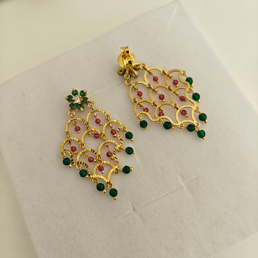 92.5 silver hanging earrings with flower design -RCL97