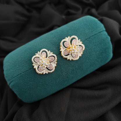 92.5 silver diamond finishing changeable earrings with Amaya beads flowers -RCSB043