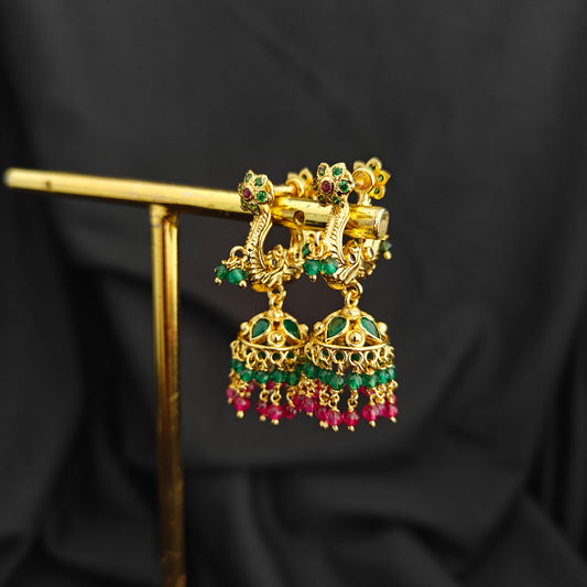 92.5 silver makara Kundan earrings -RCBH084
