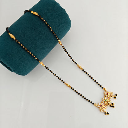 92.5 Silver With Gold Polish Black Beads Chain-RCBH083