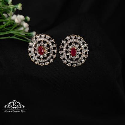 92.5 SILVER STONE EARRINGS-RCHD058