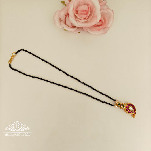 92.5 Silver black beads chain -RCH1185