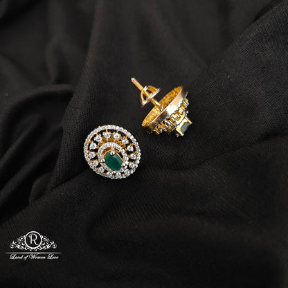 92.5 silver diamond finishing studs with green stones-RCCP80