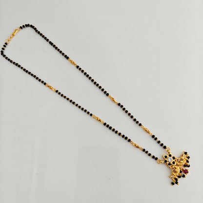 92.5 Silver With Gold Polish Black Beads Chain-RCBH082