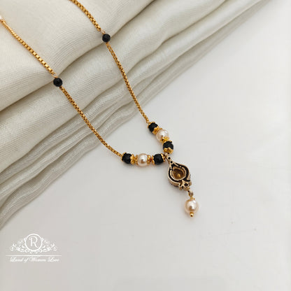 92.5 Silver with gold polish Black beads-RCH1286