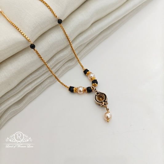 92.5 Silver with gold polish Black beads-RCH1286