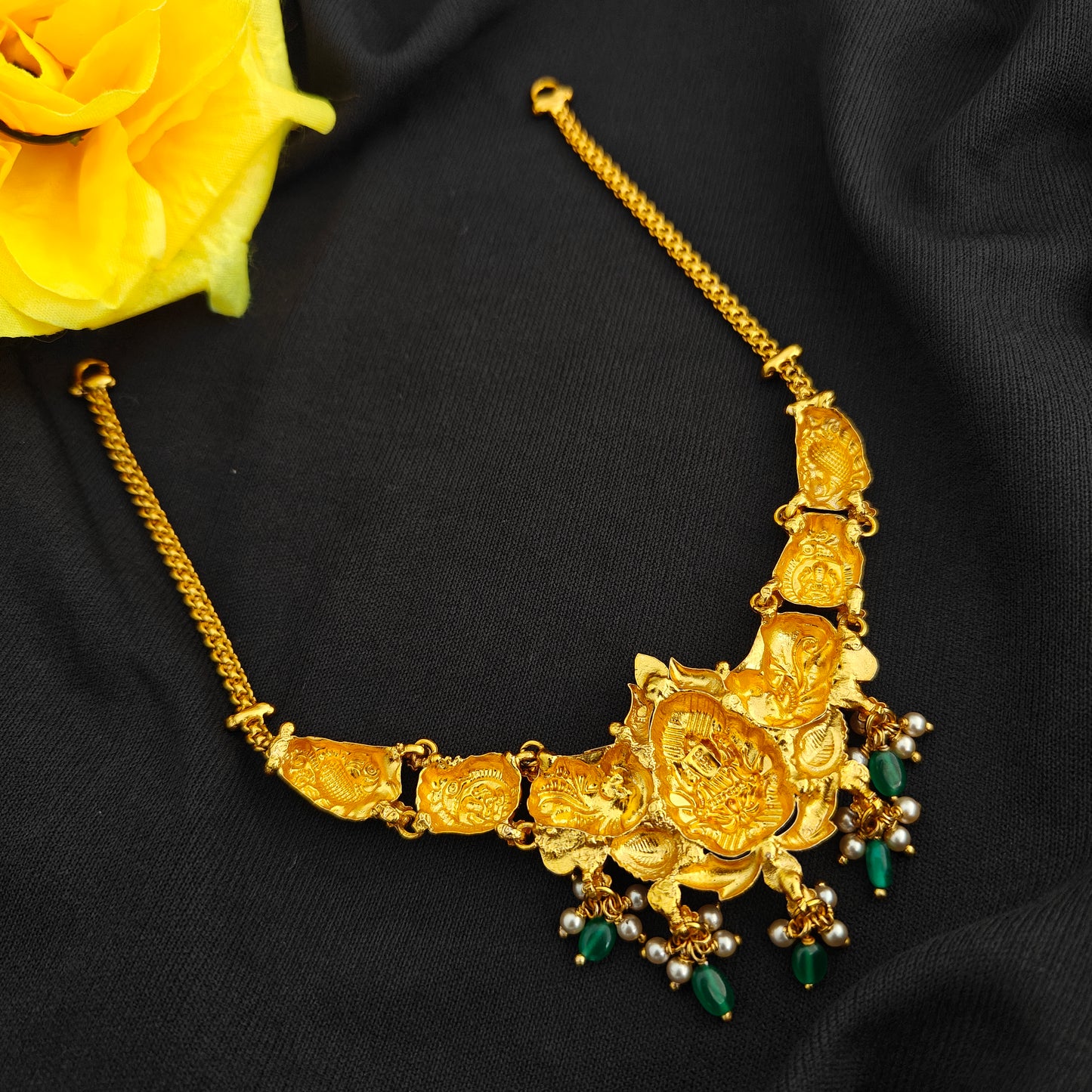 92.5 Silver  lakshmi devi Necklace design-RCV350