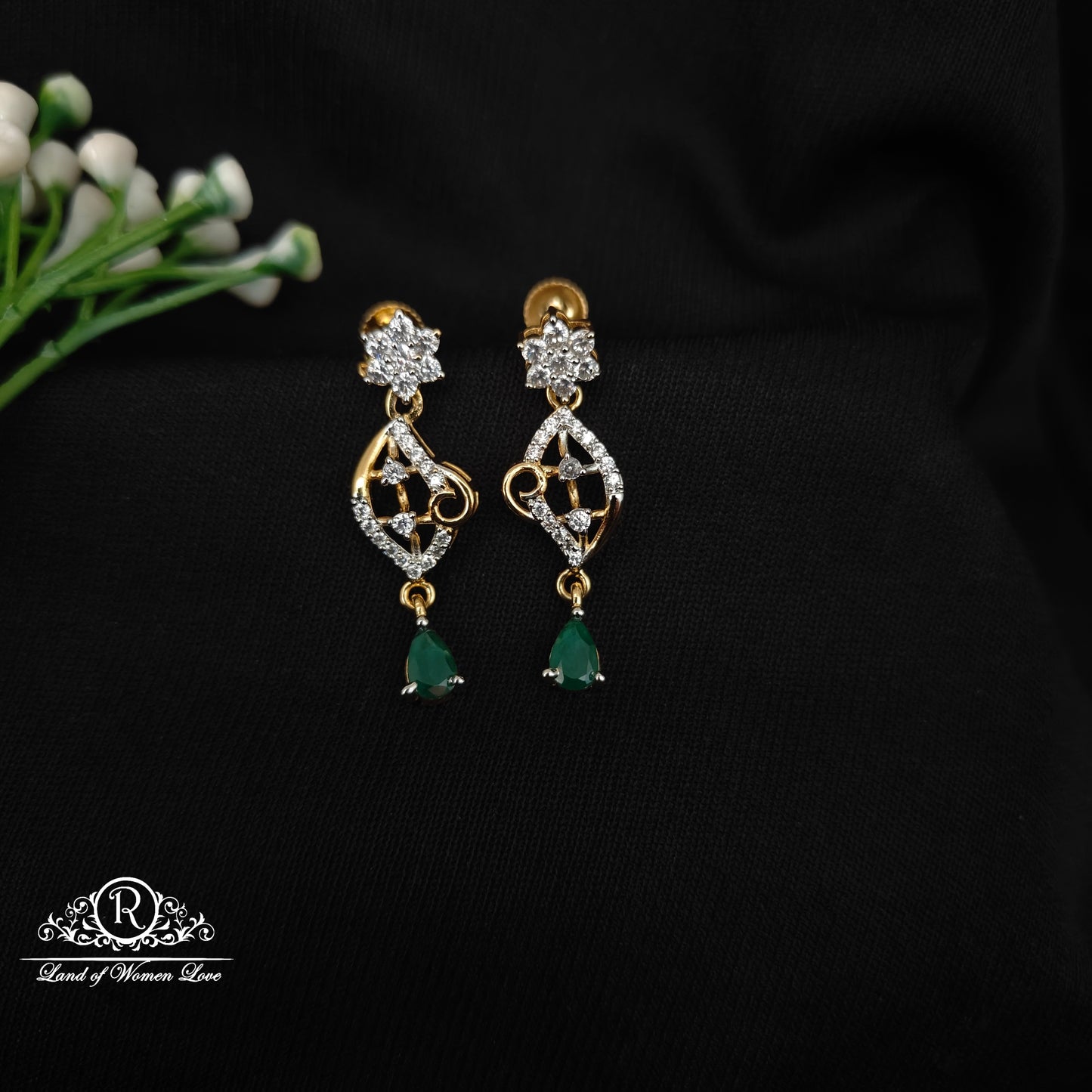 92.5 SILVER STONE EARRINGS-RCHD064