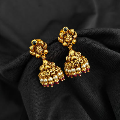 92.5 Silver With Gold Polish  Lakshmi Devi Jumkas -RCV402