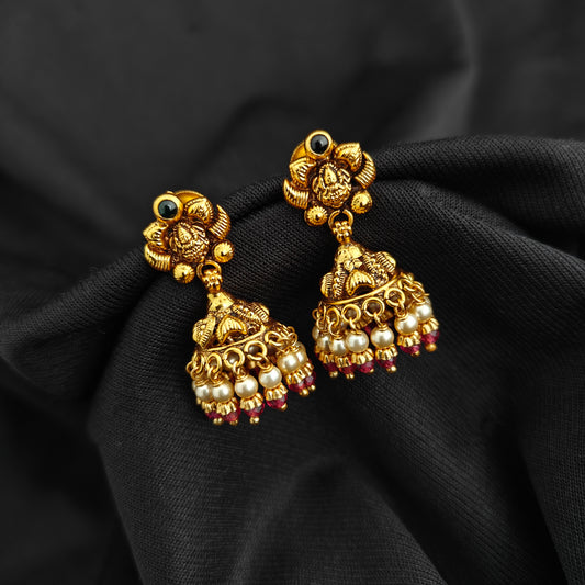 92.5 Silver With Gold Polish  Lakshmi Devi Jumkas -RCV402