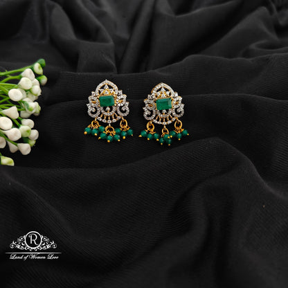 92.5 Silver diamond finishing earrings with hangings-RCM1601