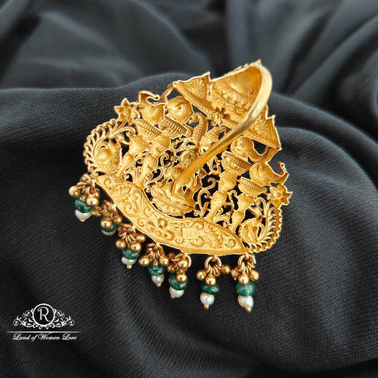 92.5 Silver lakshmidevi and peacock design pendent  with beads hangings-RCR187