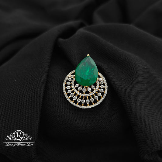 92.5 Silver Green stone diamond finishing pendent -RCR198