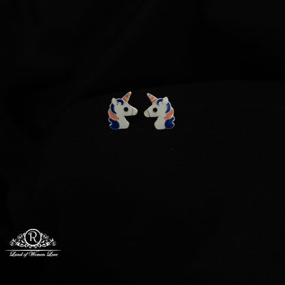 92.5 Silver Unicorn Kids Earrings-RCHS64