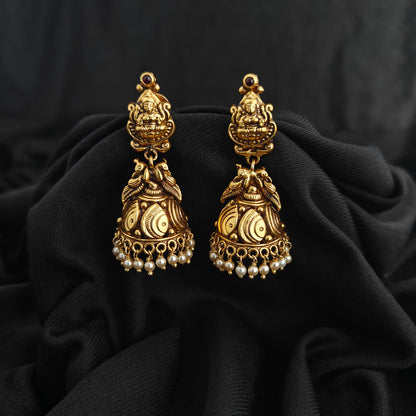 92.5 Silver lakshmi devi design Jumkas-RCM1646