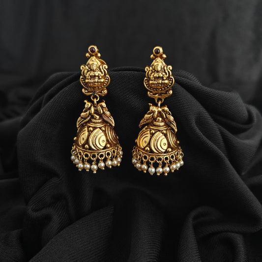 92.5 Silver lakshmi devi design Jumkas-RCM1646