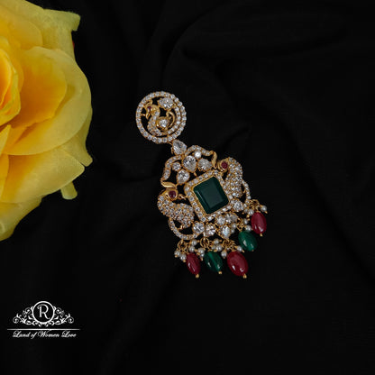 92.5 SILVER CZ PEACOCK PENDANT-RCMB002