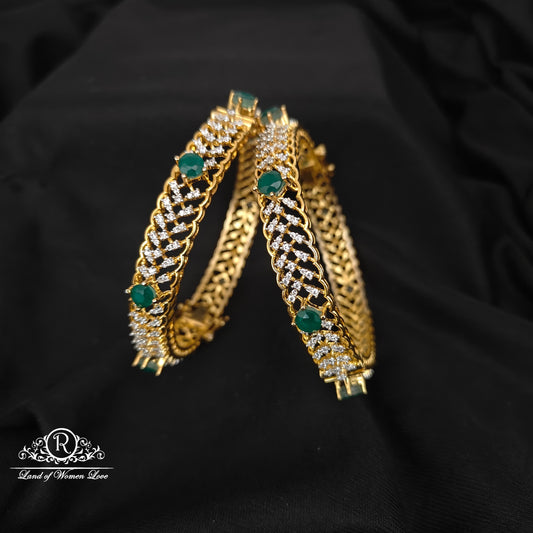 92.5 silver simple and Cute diamond finishing bangles-RCDS0461-1