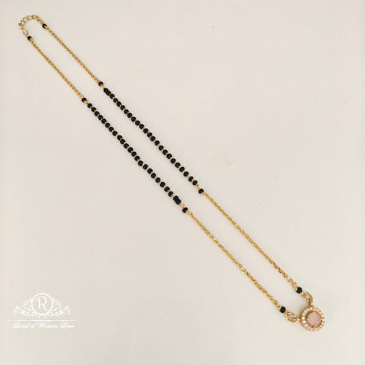 92.5 silver simple and Cute Black beads with small locket -RCG274