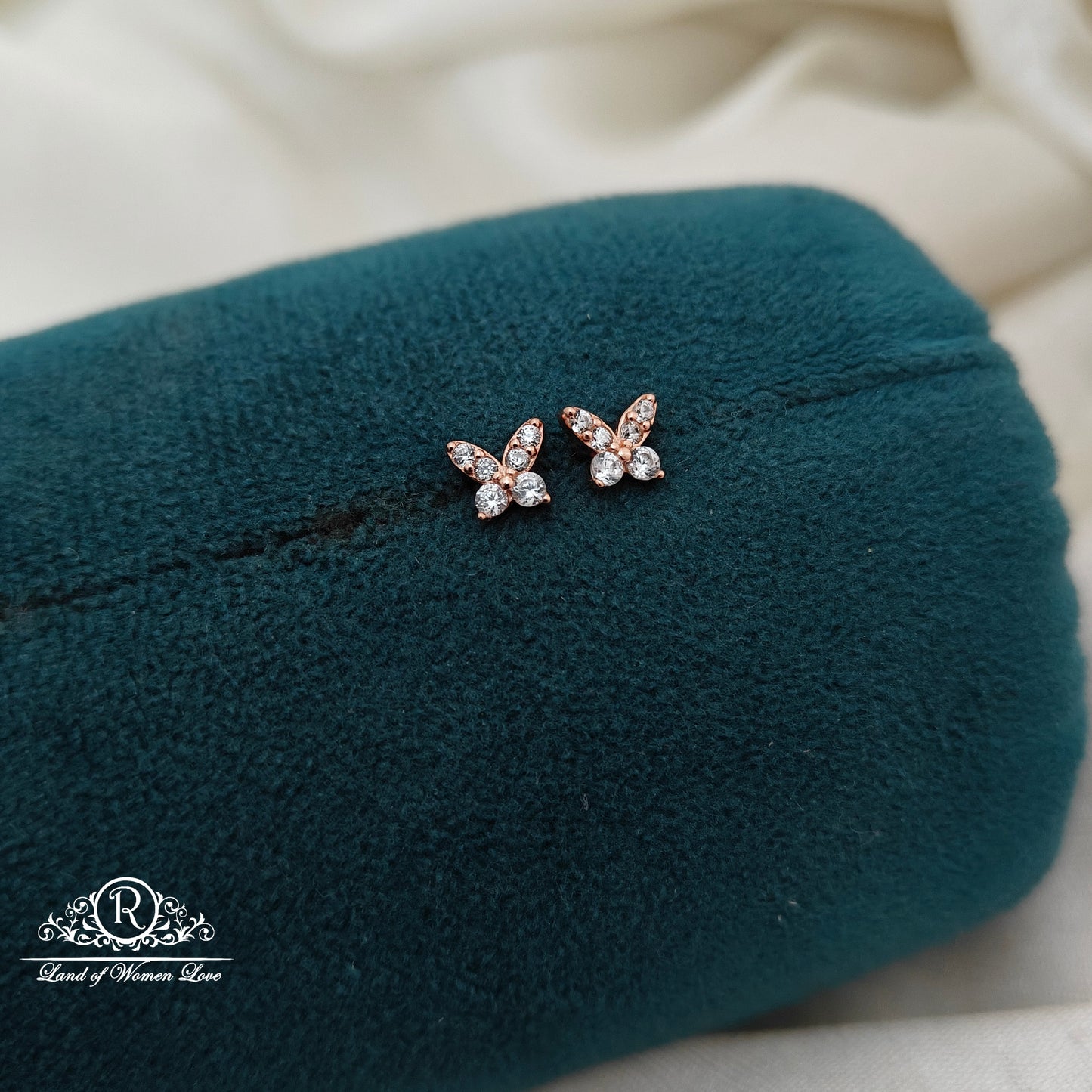 92.5 Silver Rose Gold Polish  Kids Earrings-RCSS018