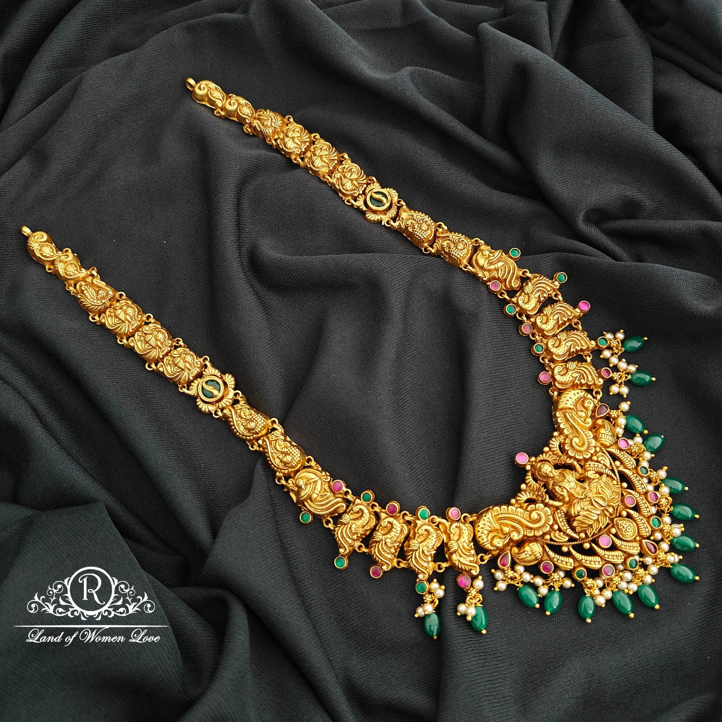 92.5 Silver  lakshmi devi Haram design-RCV326