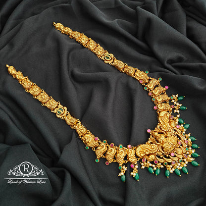 92.5 Silver  lakshmi devi Haram design-RCV326