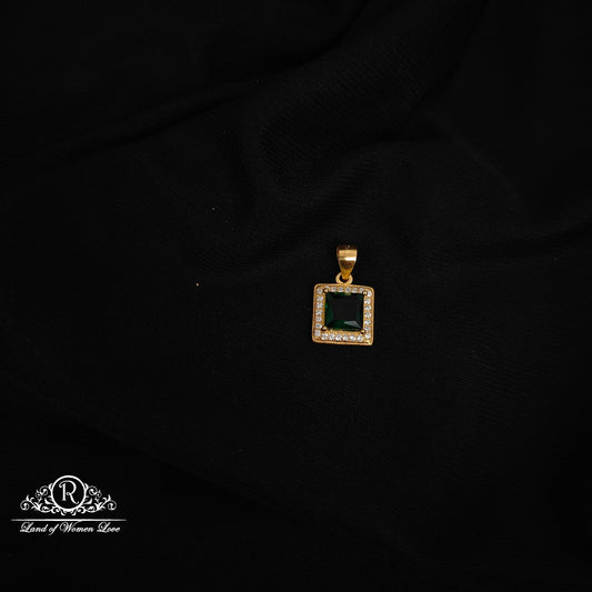 92.5 silver simple and Cute locket with green stones-RCG014-1