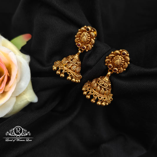 92.5 silver earrings with  nakshi finishing and gold balls hangings-RCP235