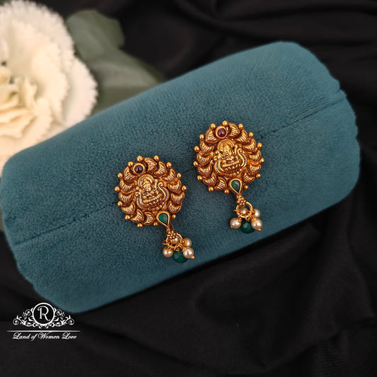 92.5-SILVER LAKSHMI DEVI EARRINGS -RCZ1006