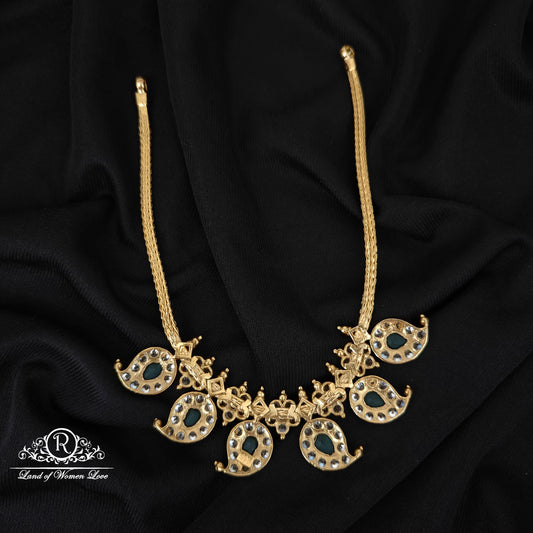 92.5 SILVER MANGO DESGIN WHITE STONE NECKLACE-RCM1422