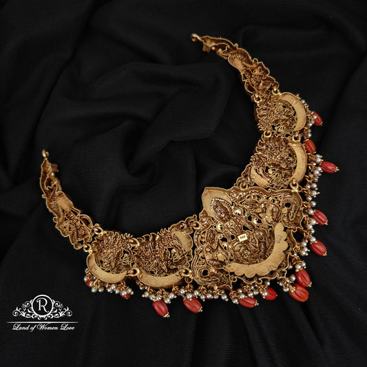 92.5-SILVER 3DDESGIN  LAKSHMI DEVI NECKLACE-RCAZ06