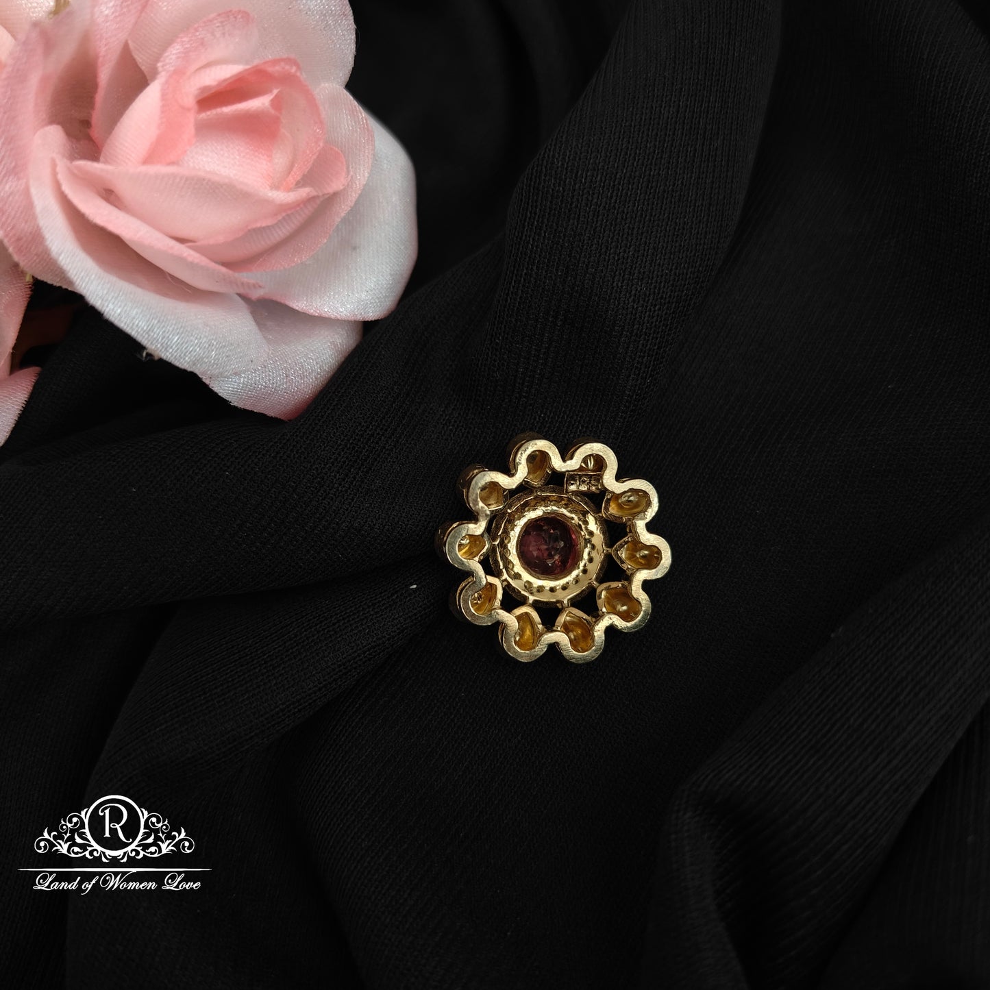 92.5 silver mossinate side locket with ruby stone-RCMJ264