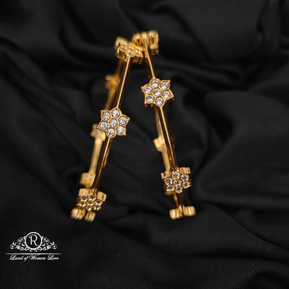 92.5-SILVER WHITE ONE FLOWER BANGLES-RCZ988