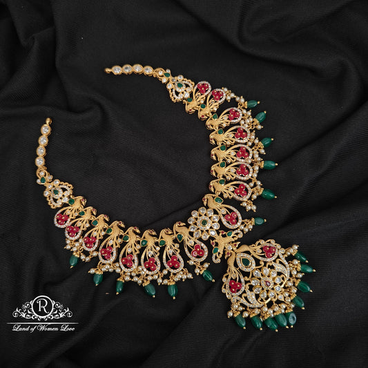 92.5 SILVER PEACOCK DESGIN NECKLACE-RCBH007