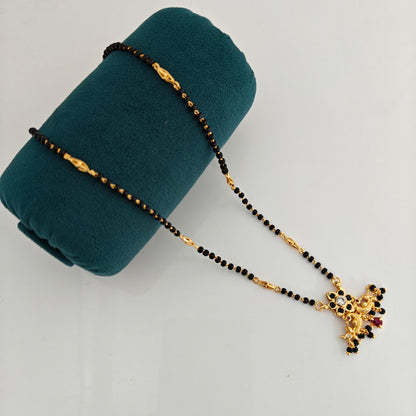 92.5 Silver With Gold Polish Black Beads Chain-RCBH082
