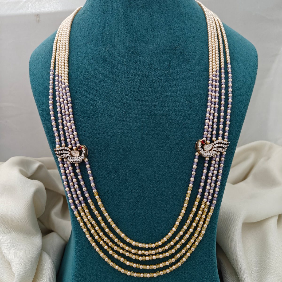 92.5-silver-with-gold-polish-beads haram with side lockets-RCH1356