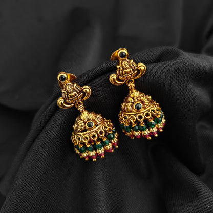92.5 Silver With Gold Polish  Lakshmi Devi Jumkas -RCV409