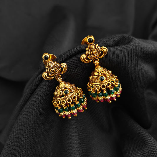 92.5 Silver With Gold Polish  Lakshmi Devi Jumkas -RCV409