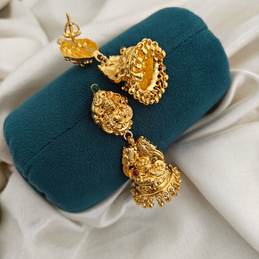 Silver lakshmi devi jhumkas-RCSH06