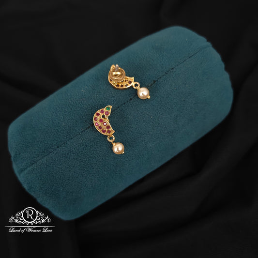 92.5 silver simple and Cute earrings with pearl hangings-RCH1016