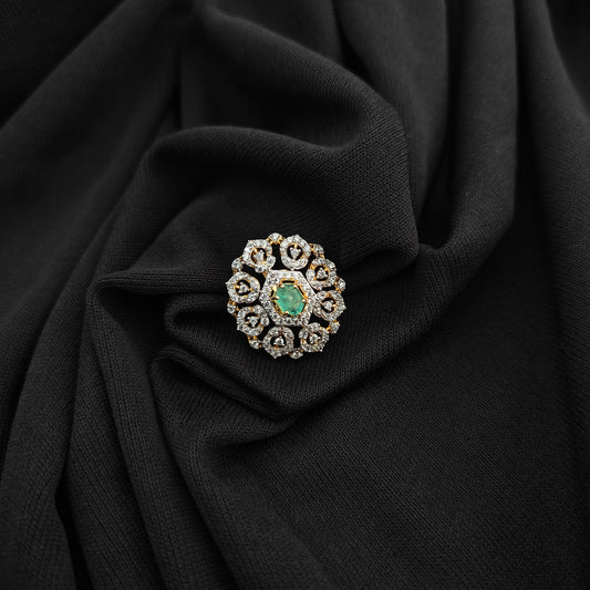 92.5 silver diamond finishing pendant with green stone-RCSB057