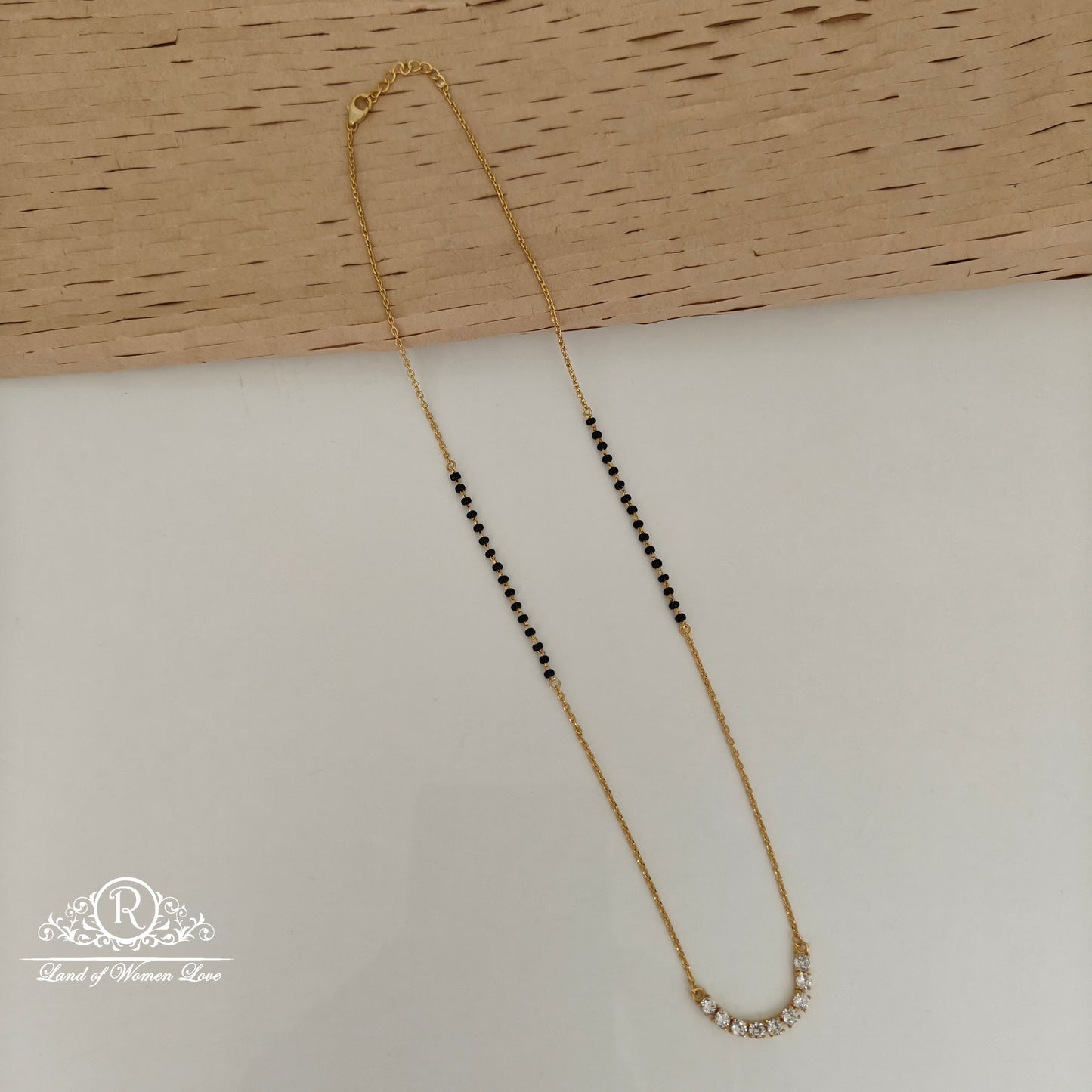 92.5 SILVER LIGHT WEIGHTBLACK BEADS WITH PENDANT-RCVC003