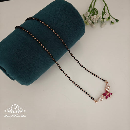 92.5 SILVER ROSE GOLD POLISH BLACK BEADS CHAIN-RCRB46