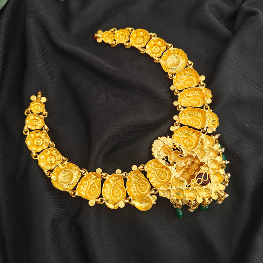 92.5 Silver Lakshmi devi and Peacock Desgin Necklace -RCM1633