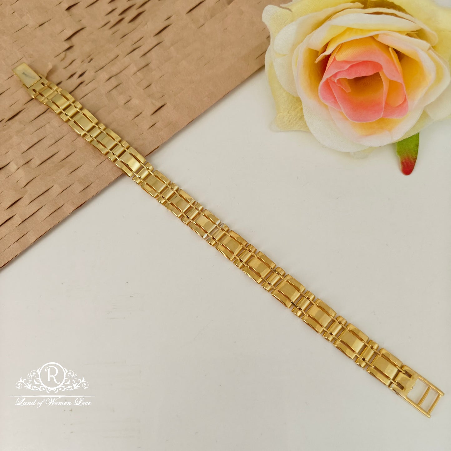 92.5 silver gold polish mens bracelet -RCVH39